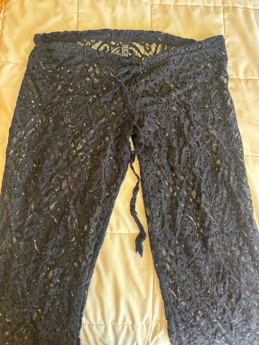 BECCA Black Lace Crochet Swim Coverup Pants